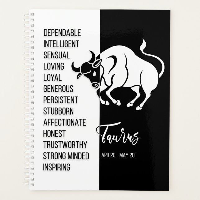 Symbole Taurus Zodiac, noir et blanc (Devant)
