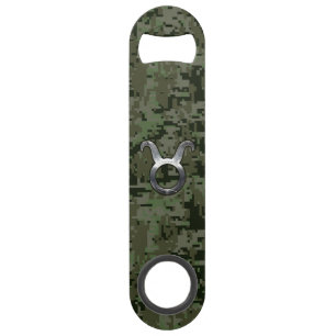 Symbole Taurus Zodiac sur Camo numérique vert