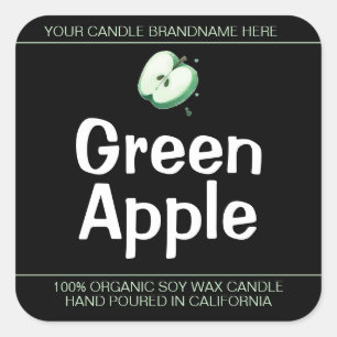 Symbole vert pomme mignonne Soy Bougies Étiquette 