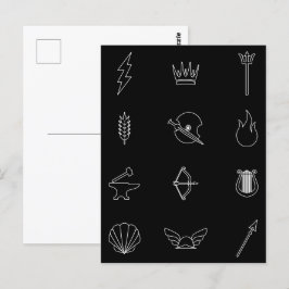 Symbole von 12 Göttern und Göttinnen der griechisc Postkarte