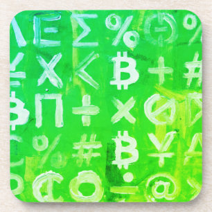 Symbole von Bitcoin (Heller Gewinn Grün - 2) Getränkeuntersetzer