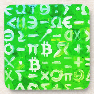 Symbole von Bitcoin (Heller Gewinn Grün - 3) Getränkeuntersetzer