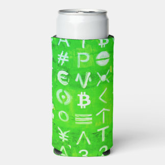 Symbole von Bitcoin (Heller Gewinn Grün - 4) Selters Dosenkühler