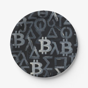 Symbole von Bitcoin (Stil: 12) Pappteller