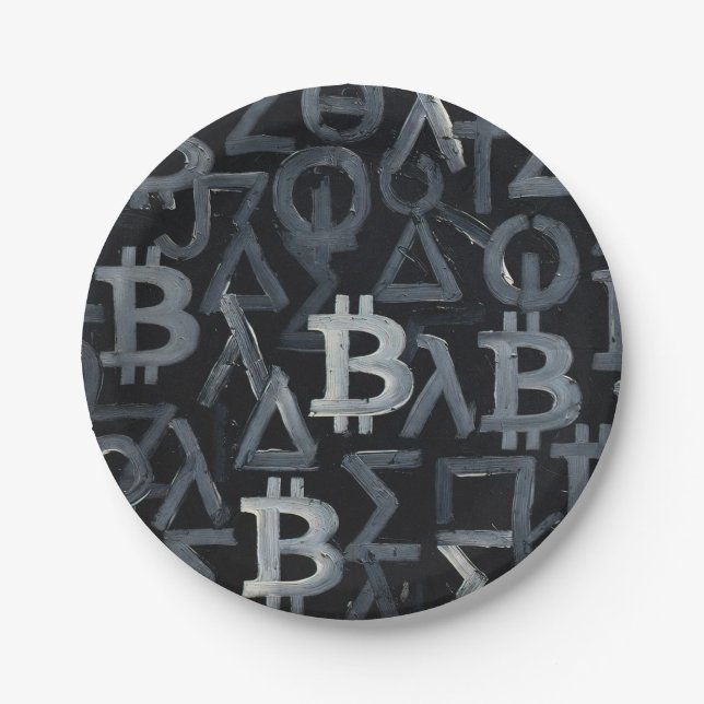 Symbole von Bitcoin (Stil: 12) Pappteller (Vorderseite)