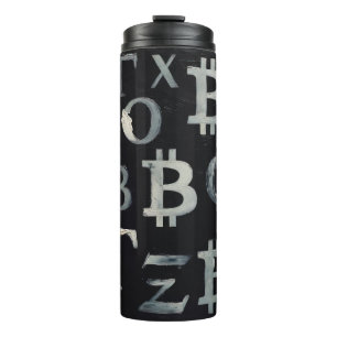 Symbole von Bitcoin (Stil: 8) Thermosbecher