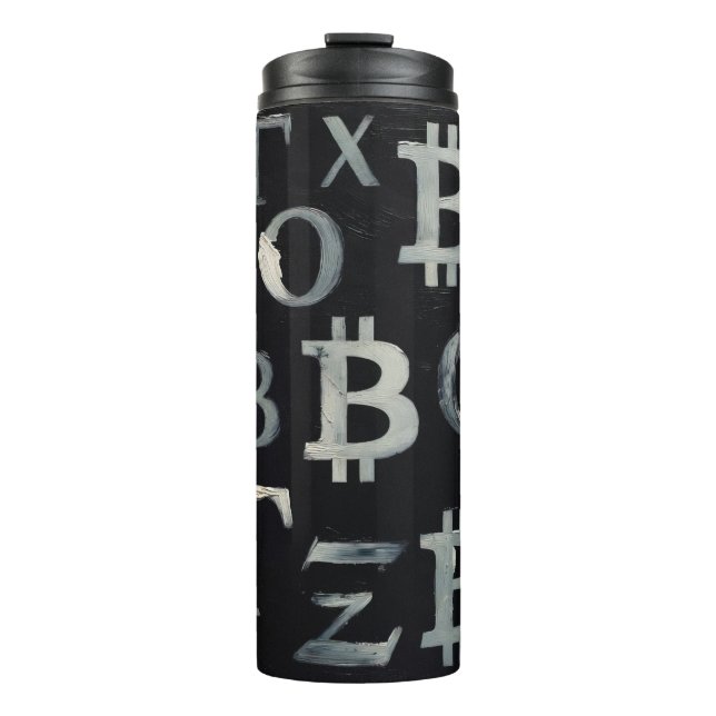 Symbole von Bitcoin (Stil: 8) Thermosbecher (Vorderseite)