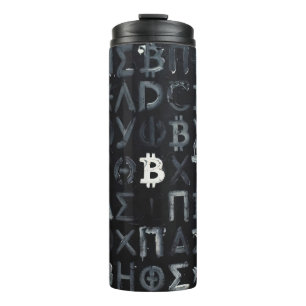 Symbole von Bitcoin (Stil: 9) Thermosbecher