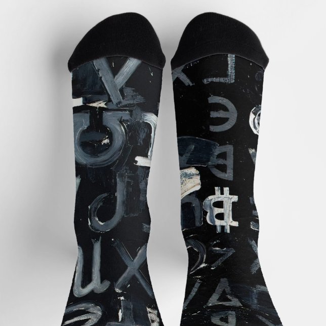 Symbole von Bitcoin (Stil: B) Socken (Oben)