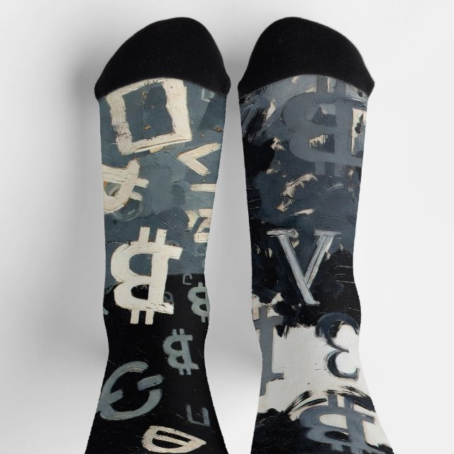 Symbole von Bitcoin (Stil: D) Socken (Oben)