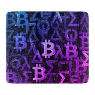 Symbole von Bitcoin (Stil: Miami Purple - 12) Schneidebrett
