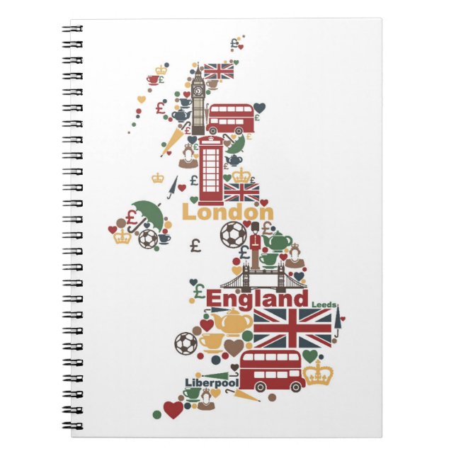 Symbole von England-Karte Notizblock (Vorderseite)