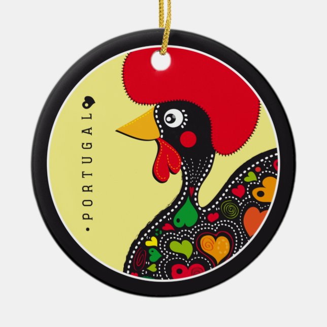 Symbole von Portugal - Hahn Keramikornament (Vorne)
