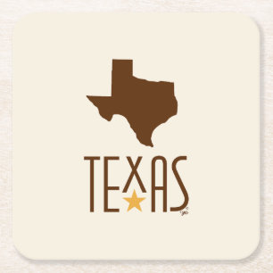 Symbole von Texas, Bundesstaat Texas, braun Rechteckiger Pappuntersetzer