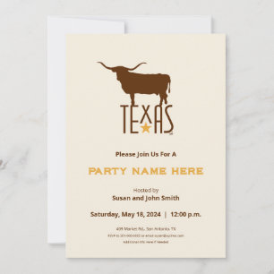 Symbole von Texas, Longhorn, braun Einladung