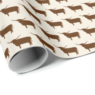 Symbole von Texas, Longhorn, braun Geschenkpapier