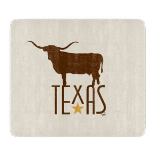 Symbole von Texas, Longhorn, braun Schneidebrett