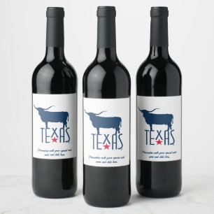 Symbole von Texas, Longhorn, Marine Weinetikett
