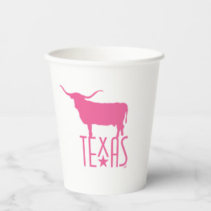 Symbole von Texas, Longhorn, rosa Pappbecher