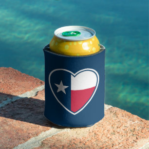 Symbole von Texas, Texas Flag, Herz - Marine Dosenkühler