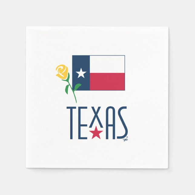 Symbole von Texas, Texas Flag und Gelbe Rose Serviette (Vorderseite)