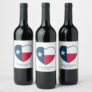Symbole von Texas, Texas-Flagge, Herz Weinetikett