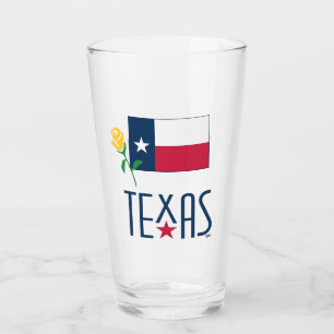 Symbole von Texas, Texas-Flagge und gelbe Rose Glas