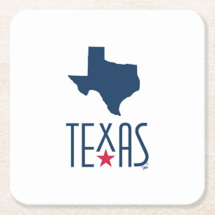 Symbole von Texas, Texas, marineblau Rechteckiger Pappuntersetzer