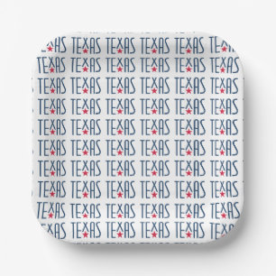 Symbole von Texas, Texas und Sternen-Navy Pappteller