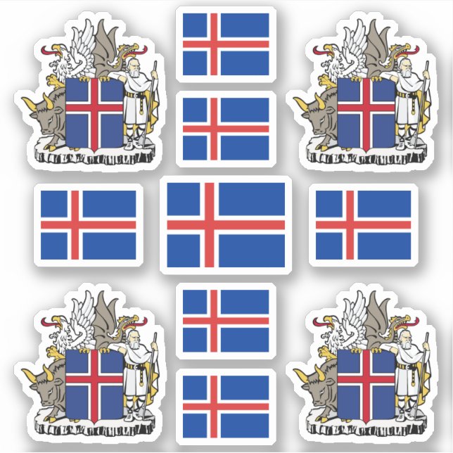 Symbole/Wappen und Fahne isländischen Staat Aufkleber (Vorderseite)