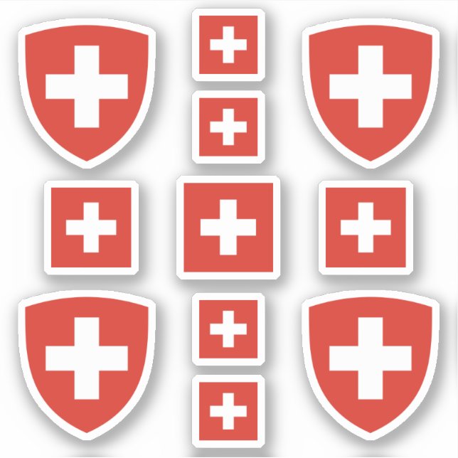 Symbole/Wappen und Flagge des Schweizer Staat Aufkleber (Vorderseite)