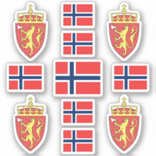 Symbole/Wappen und Flagge Norwegens, Staat Aufkleber