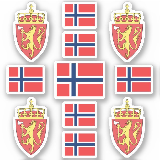 Symbole/Wappen und Flagge Norwegens, Staat Aufkleber (Vorderseite)