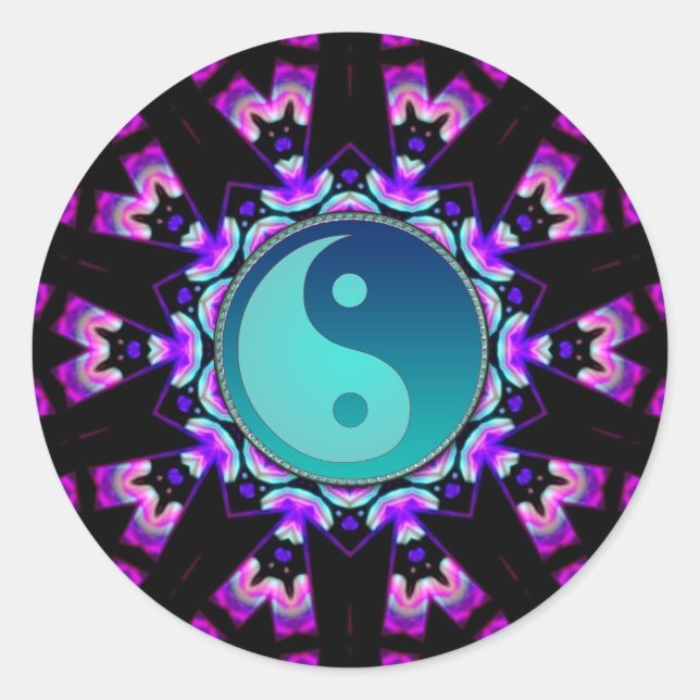 Symbole Yin Bleu Yang Sticker UV-Delica Art (Devant)