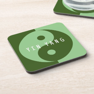 Symbole Yin et Yang vert dessous de verre plastiqu