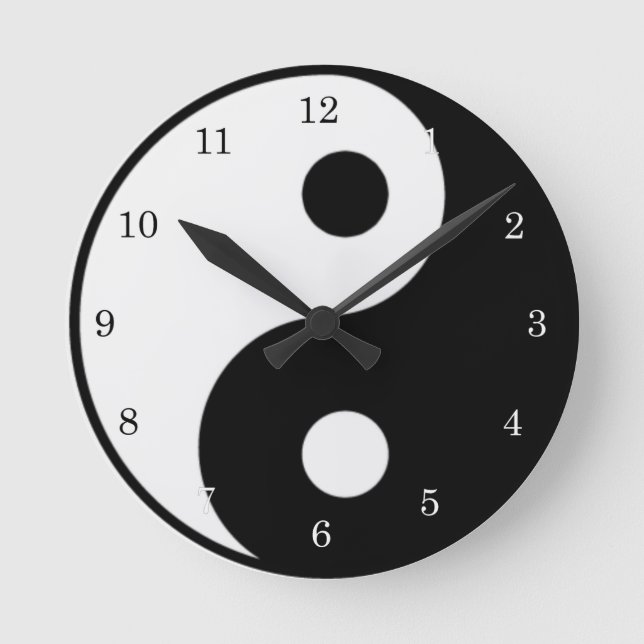 SYMBOLE YIN Yang Noir et Blanc Horloge (Recto)