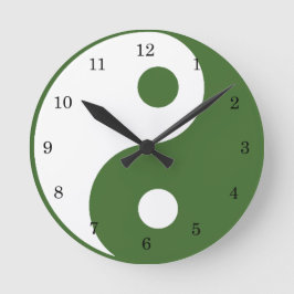 SYMBOLE YIN Yang Vert et Blanc Horloge