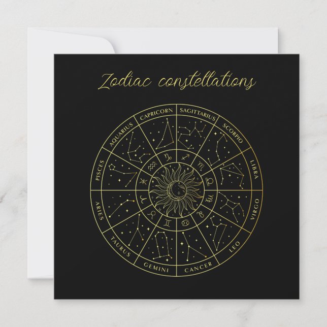 Symbole Zodiac horoscope constellations carte or (Devant)