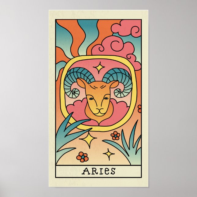 SYMBOLE Zodiaque Aries Poster vintage d'art Abstra (Devant)