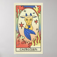 SYMBOLE Zodiaque Capricorne Poster vintage d'art A