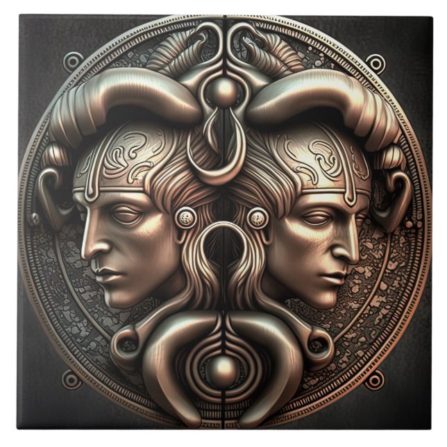 SYMBOLE Zodiaque Gemini Horoscope Carreaux céramiq (Devant)