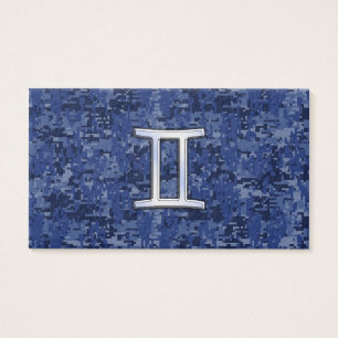 Symbole Zodiaque Gemini sur Camo numérique bleu ma