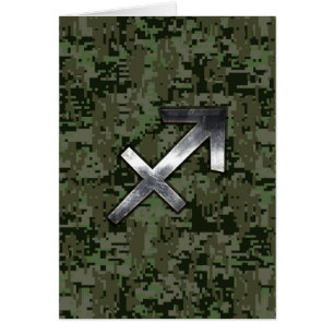 Symbole zodiaque Sagittarius sur Camo numérique Wo