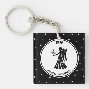 Symbole Zodiaque Virgo, Porte - clé noir et blanc