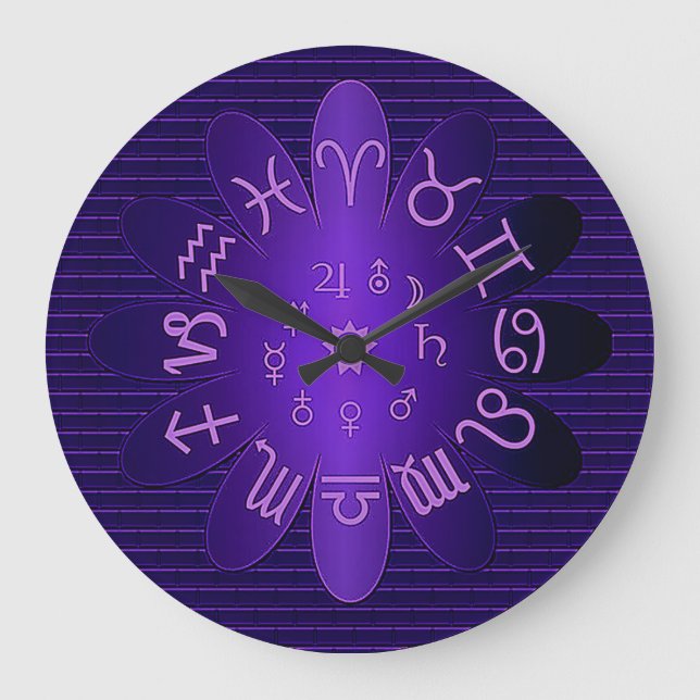 Symboles astrologie Zodiac rose brillant Horloge m (Recto)