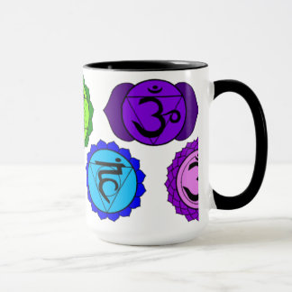 SYMBOLES DU YOGA REIKI SEPT CHAKRA MARQUÉS TASSES