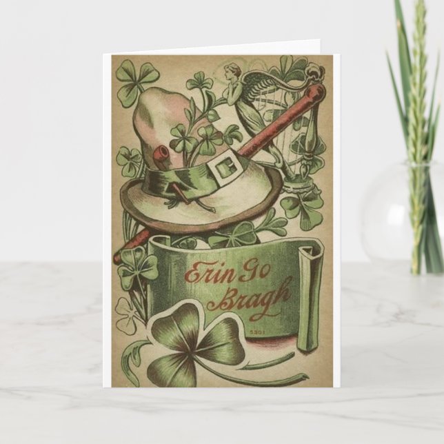 Symboles irlandais vintages Carte Saint Patrick (Devant)