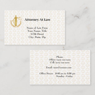 Symboles juridiques d'or Avocat Cartes de visite