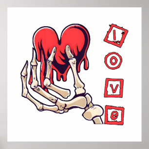Symbolische Liebe Skeleton Hand Angebot Herz Poster