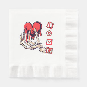 Symbolische Liebesskelett-Hand, die Herz anbietet Serviette